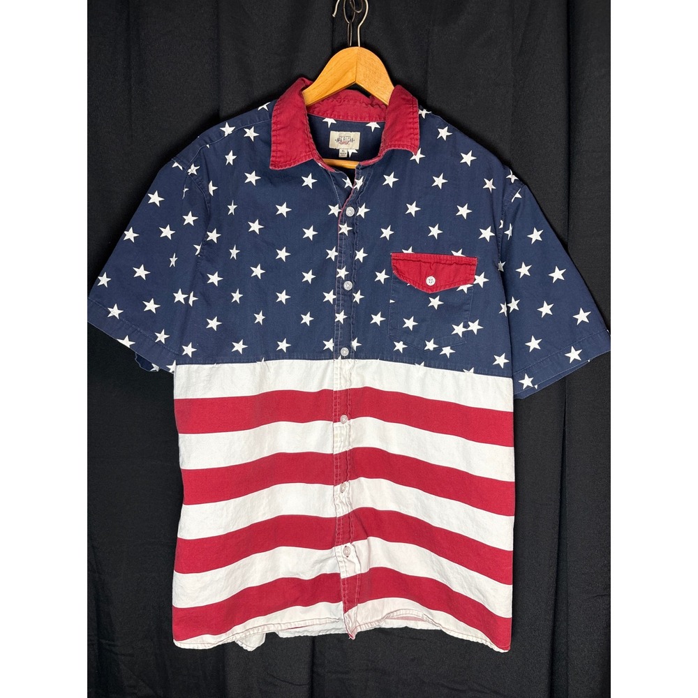 American Legacy Mens XL Short Sleeve American Flag Stars Stripes Shirt Patriotic